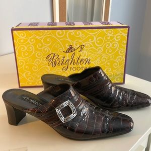 Brighton brown crocodile mules size 8.5